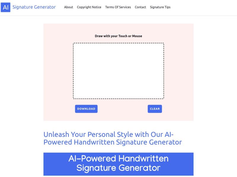 هوش مصنوعی Signature Generator با استفاده از الگوریتم های دارای AI برای شما امضای دیجیتالی هوش مصنوعی شخصی حرفه ای ایجاد میکند