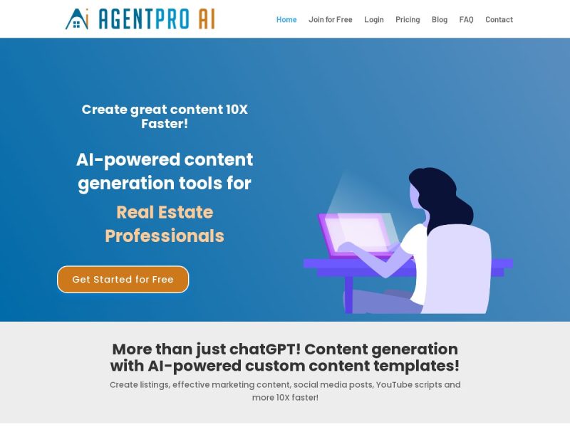 تولید محتوا AgentPro یک بستر هوش مصنوعی برای متخصصان املاک و مستغلات است