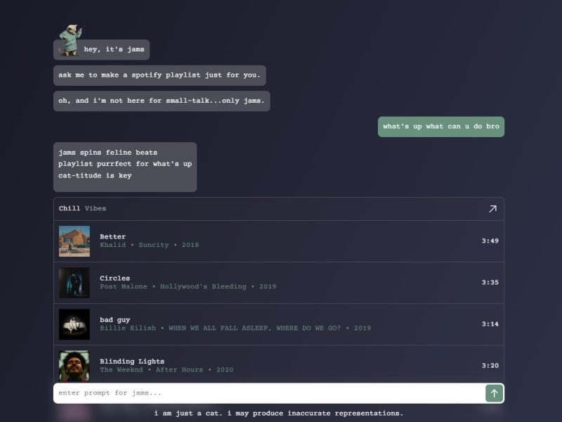 هوش مصنوعی ChatJams ابزاری جالب برای کشف جدیدترین پلی لیست Spotify شما است