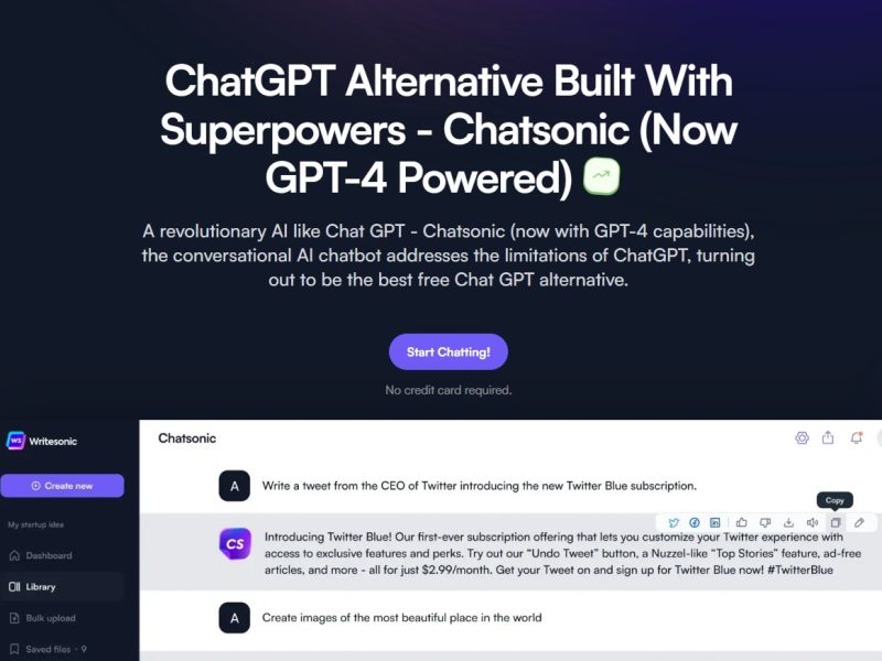 هوش مصنوعی Chatsonic جایگزینی برای ChatGPT است و به شما یک چت بات با قابلیت GPT-4 برای طیف گسترده ای از برنامه ها ارائه می دهد