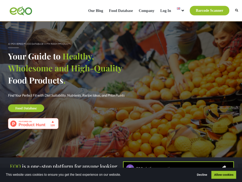 هوش مصنوعی EQO Label بانک اطلاعاتی ارزش غذایی ، مواد تشکیل دهنده و خواص بیش از 5000 محصول غذایی