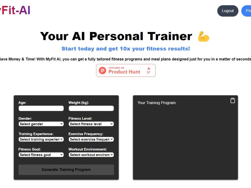 هوش مصنوعی Myfit AI مربی شخصی جدید AI شماست | ارائه یک برنامه تمرینی سفارشی و برنامه تغذیه متناسب با نیازها و ترجیحات خاص شما