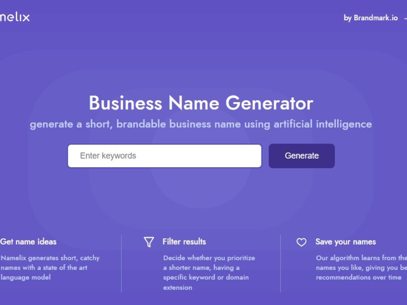 هوش مصنوعی Namelix تولید کننده نام تجاری